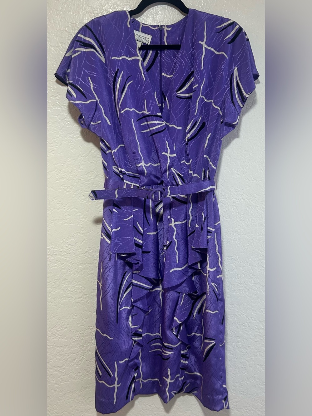 Vintage “A La Carte” Purple Ruffle Belted Cocktail Dress